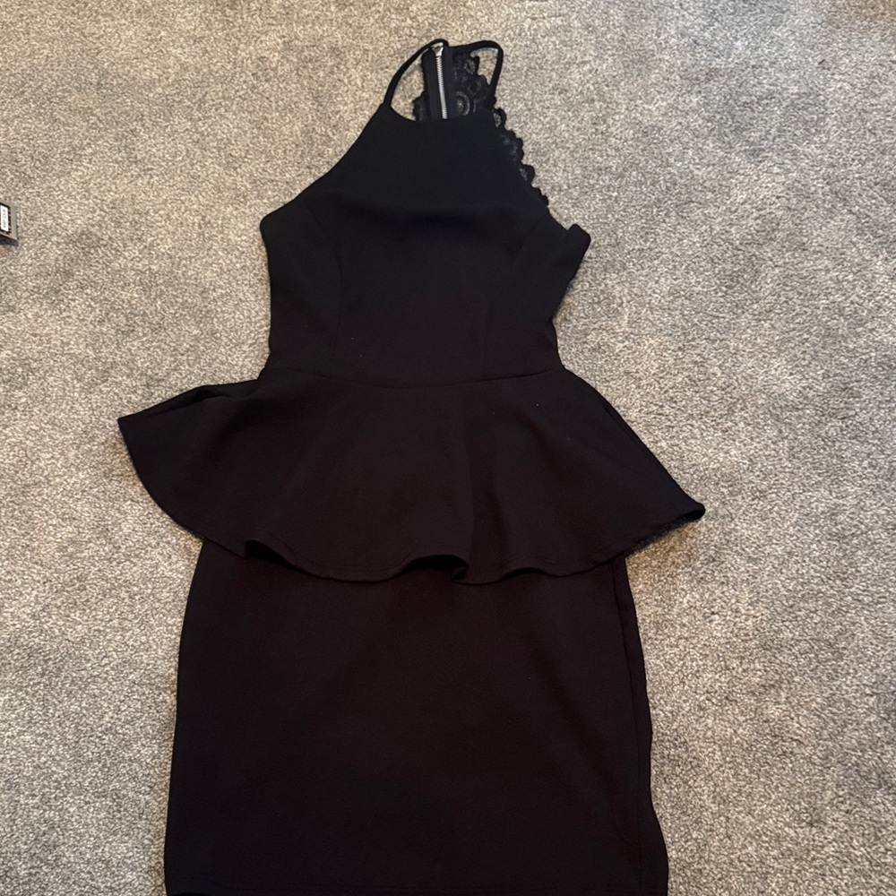 Charlotte Russe Black One Shoulder Peplum Dress